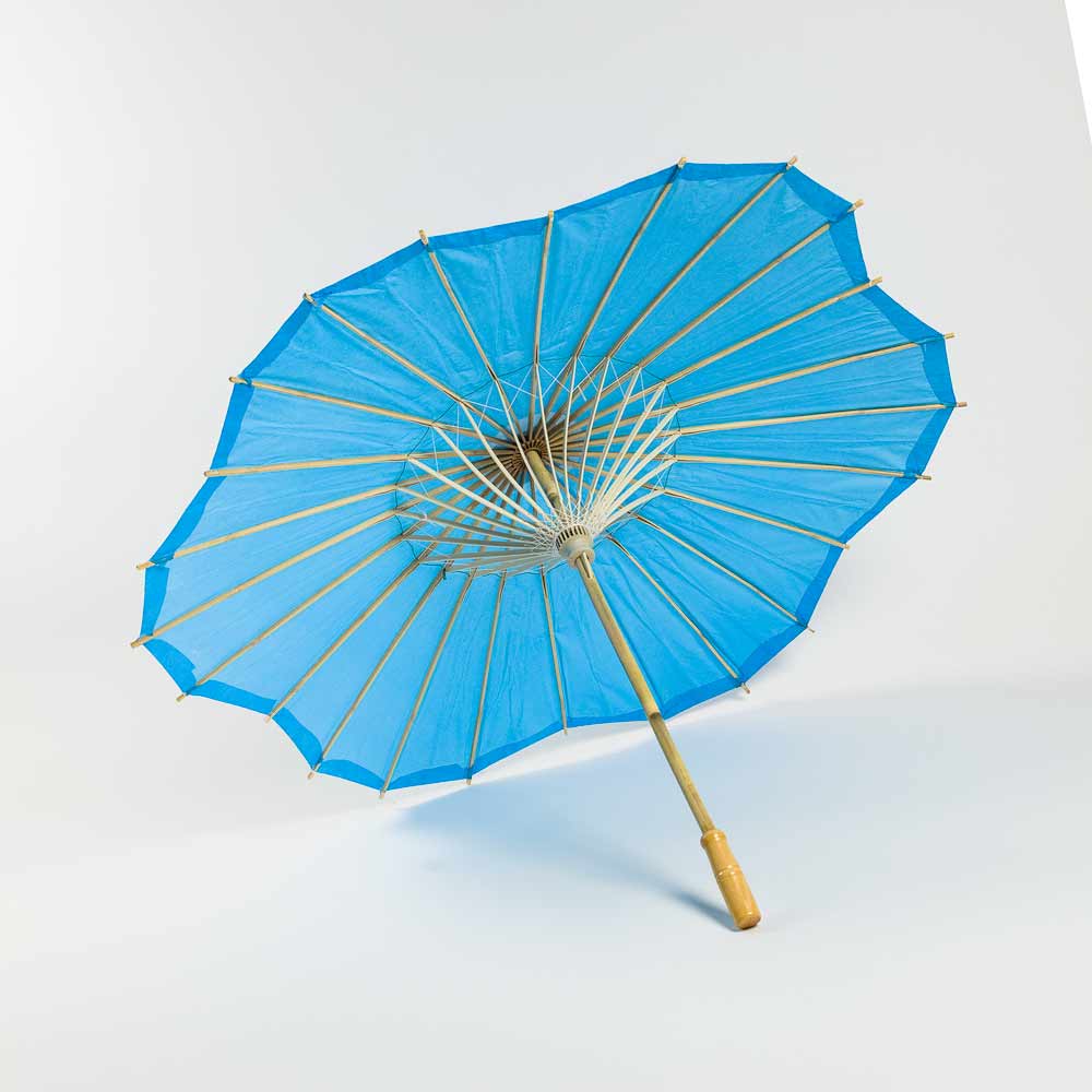 32 Inch Turquoise Paper Parasol Umbrella, Scallop Blossom Shaped - PaperLanternStore.com - Paper Lanterns, Decor, Party Lights &amp; More