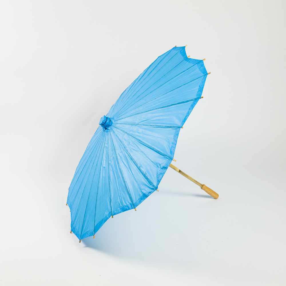 32 Inch Turquoise Paper Parasol Umbrella, Scallop Blossom Shaped - PaperLanternStore.com - Paper Lanterns, Decor, Party Lights &amp; More