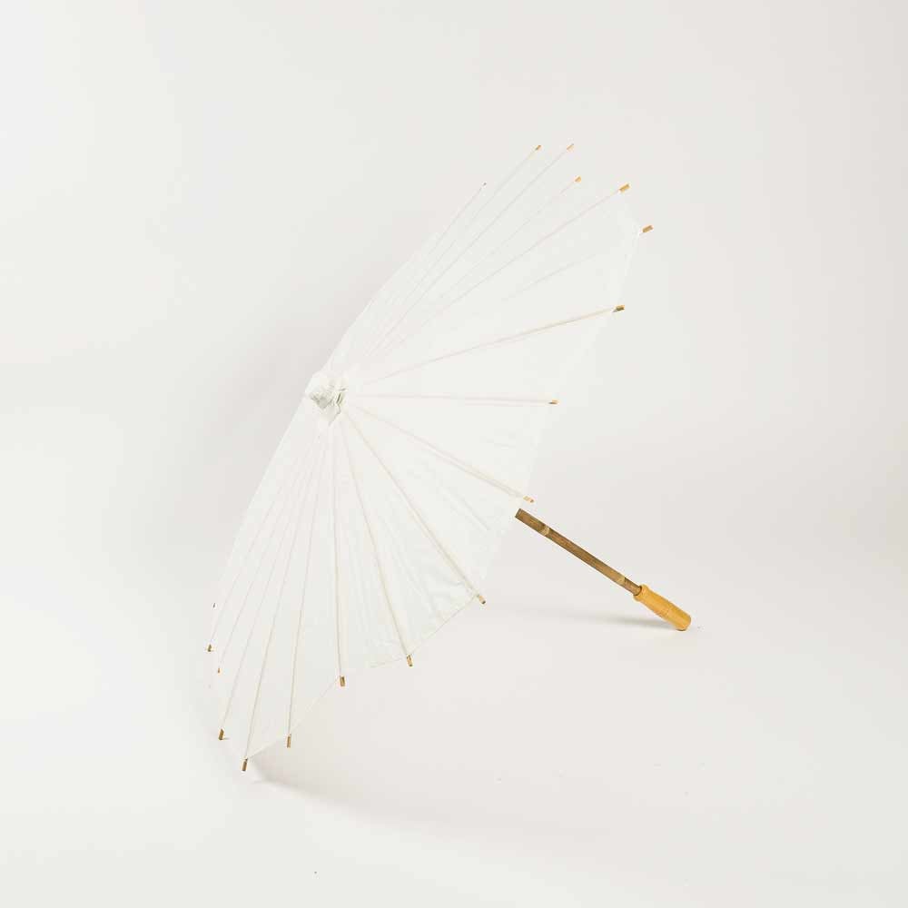 32&quot; White Paper Parasol Umbrella, Scallop Blossom Shaped - PaperLanternStore.com - Paper Lanterns, Decor, Party Lights &amp; More