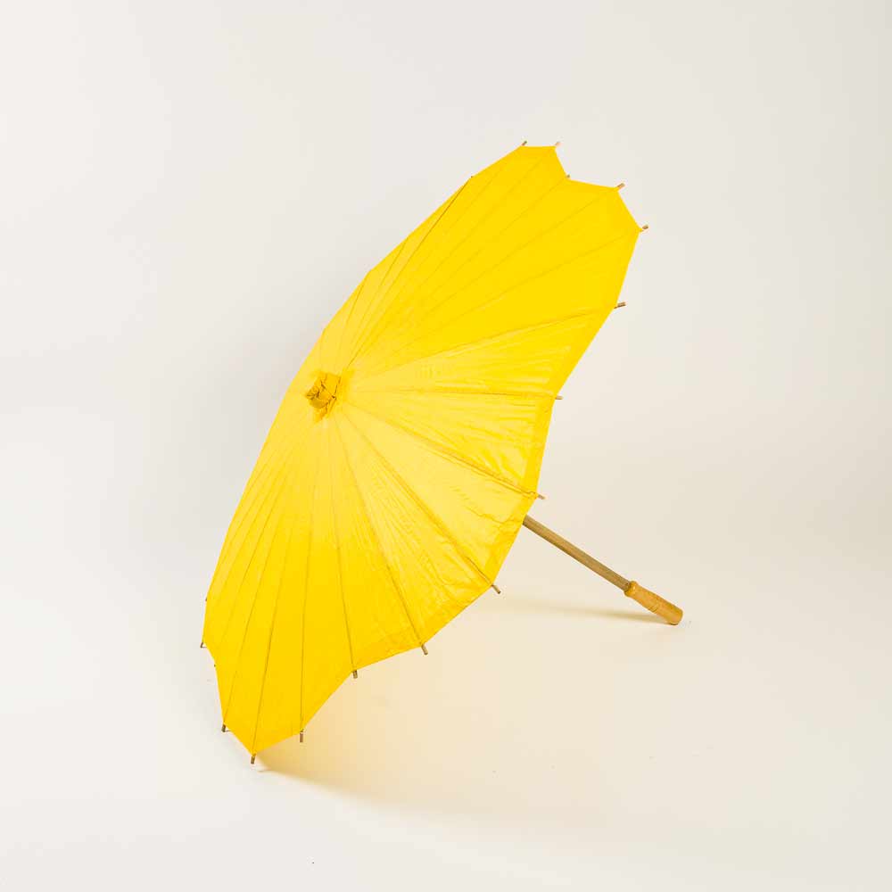 32&quot; Yellow Paper Parasol Umbrella, Scallop Blossom Shaped - PaperLanternStore.com - Paper Lanterns, Decor, Party Lights &amp; More