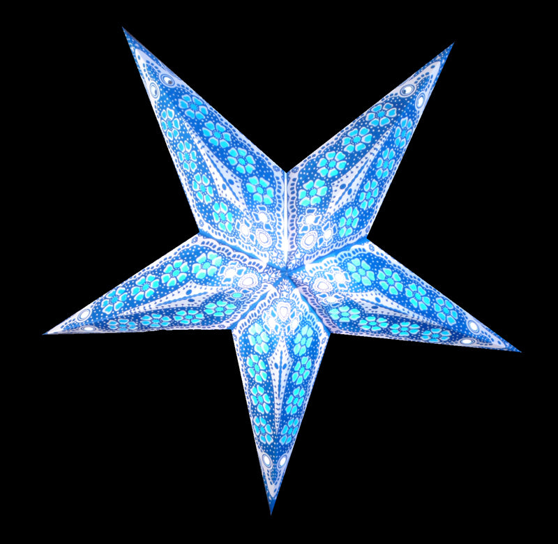 24&quot; Blue Petal Cut Paper Star Lantern, Chinese Hanging Wedding &amp; Party Decoration - PaperLanternStore.com - Paper Lanterns, Decor, Party Lights &amp; More