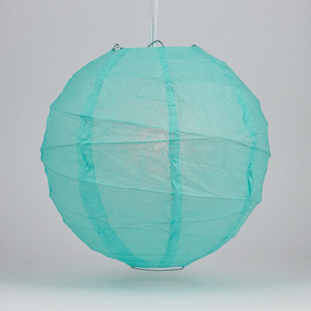 5-PACK 16&quot; Water Blue Round Paper Lantern, Crisscross Ribbing, Chinese Hanging Wedding &amp; Party Decoration