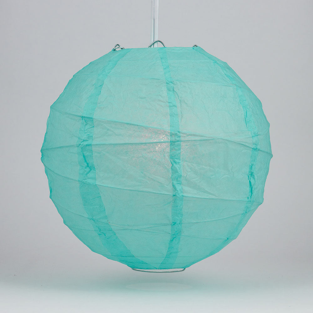 14" Water Blue Round Paper Lantern, Crisscross Ribbing, Chinese Hanging Wedding & Party Decoration - PaperLanternStore.com - Paper Lanterns, Decor, Party Lights & More