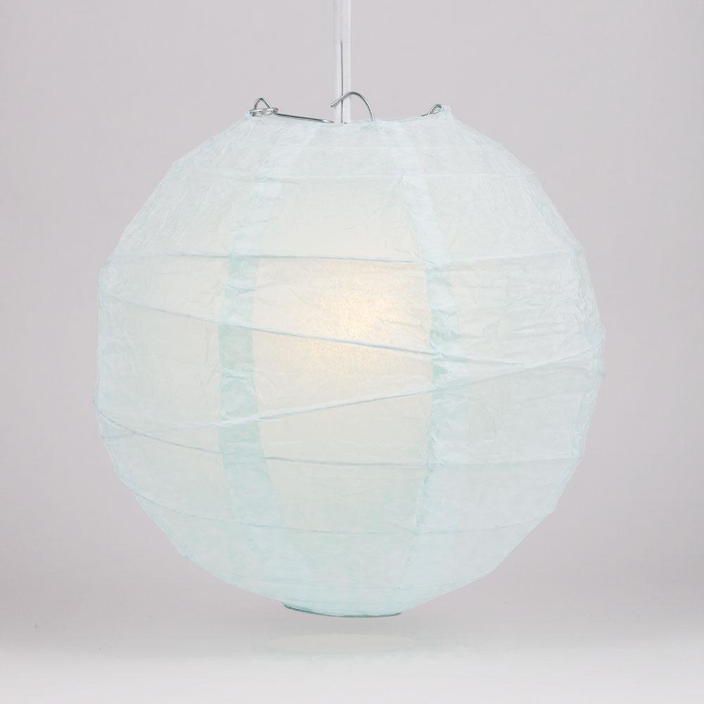 BULK PACK (12) 20&quot; Arctic Spa Blue Round Paper Lantern, Irregular Ribbed, Chinese Hanging Wedding &amp; Party Decoration