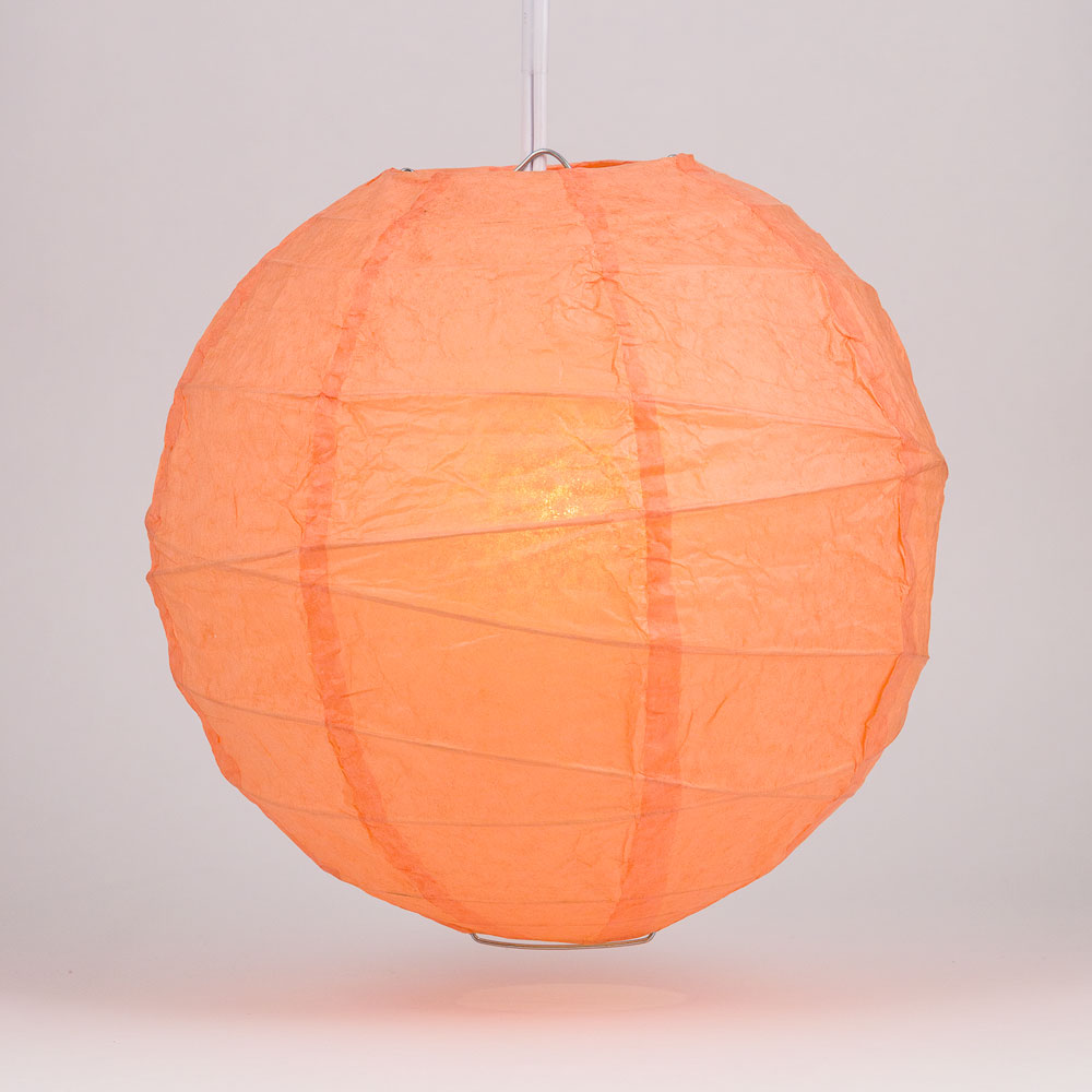 20&quot; Peach / Orange Coral Round Paper Lantern, Crisscross Ribbing, Chinese Hanging Wedding &amp; Party Decoration - PaperLanternStore.com - Paper Lanterns, Decor, Party Lights &amp; More