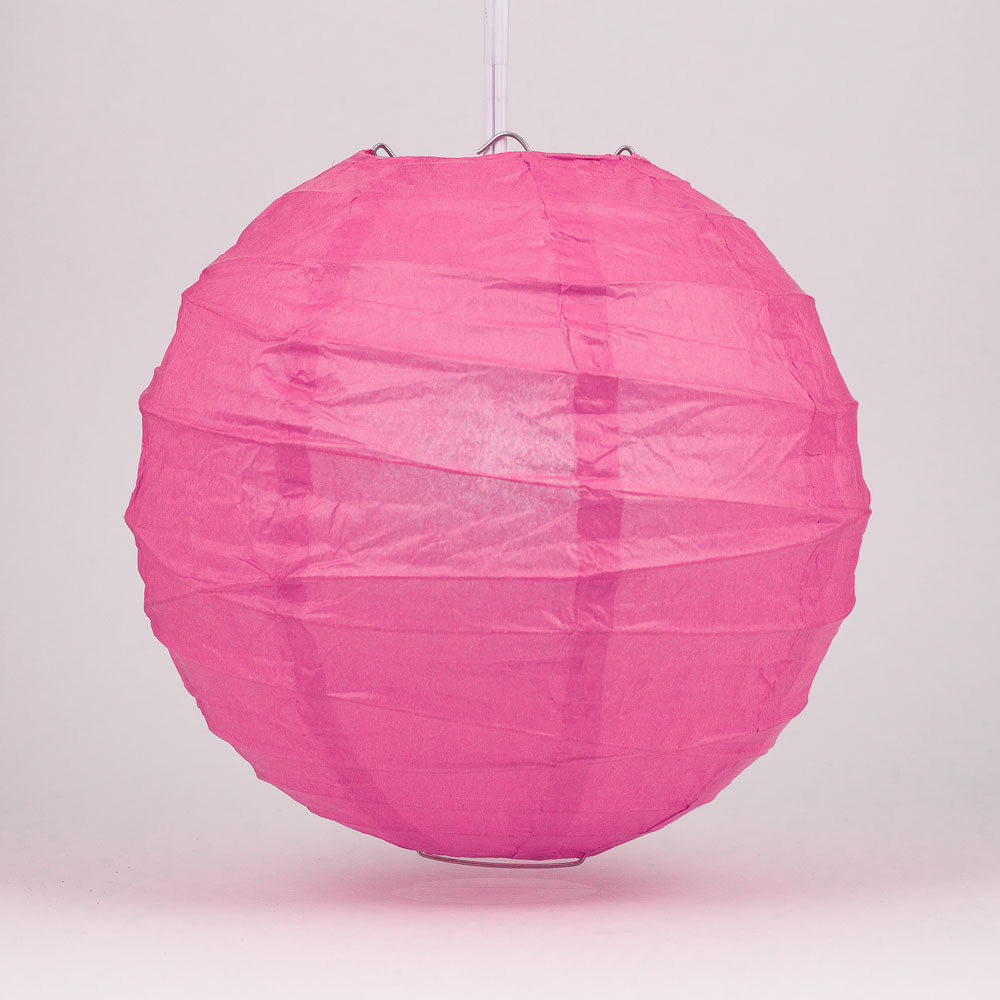 20&quot; Fuchsia / Hot Pink Round Paper Lantern, Crisscross Ribbing, Chinese Hanging Wedding &amp; Party Decoration - PaperLanternStore.com - Paper Lanterns, Decor, Party Lights &amp; More