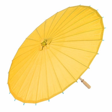 BULK PACK (6) 32&quot; Yellow Paper Parasol Umbrellas with Elegant Handles - PaperLanternStore.com - Paper Lanterns, Decor, Party Lights &amp; More