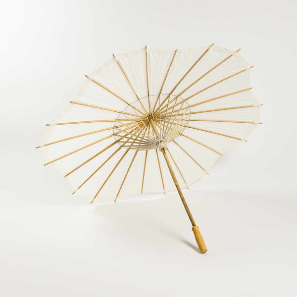 32 Inch Beige / Ivory Paper Parasol Umbrella, Scallop Blossom Shaped - LunaBazaar.com - Discover.Decorate. Celebrate.