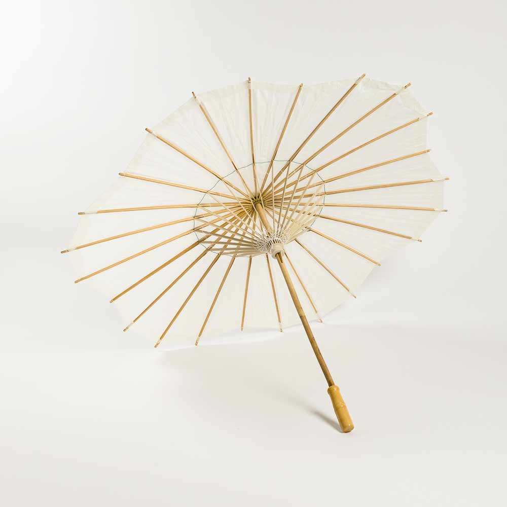 32&quot; Beige / Ivory Paper Parasol Umbrella, Scallop Blossom Shaped - PaperLanternStore.com - Paper Lanterns, Decor, Party Lights &amp; More