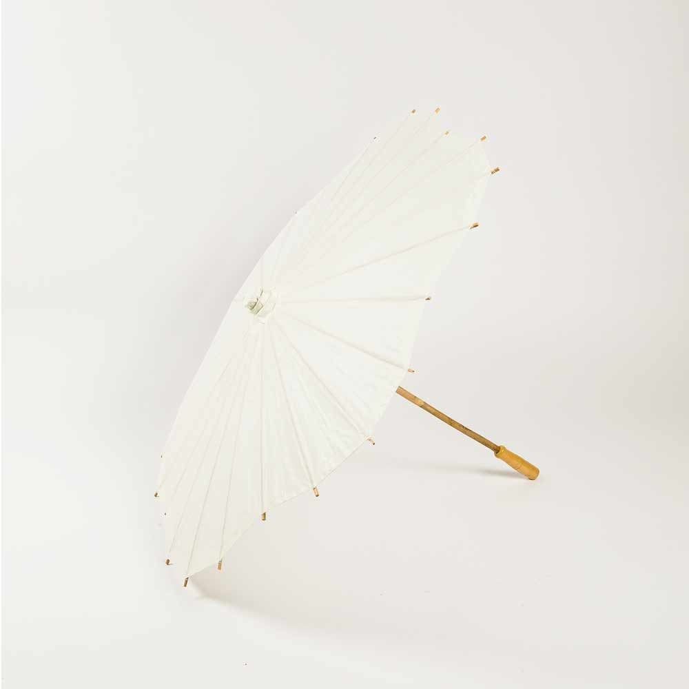 32&quot; Beige / Ivory Paper Parasol Umbrella, Scallop Blossom Shaped - PaperLanternStore.com - Paper Lanterns, Decor, Party Lights &amp; More