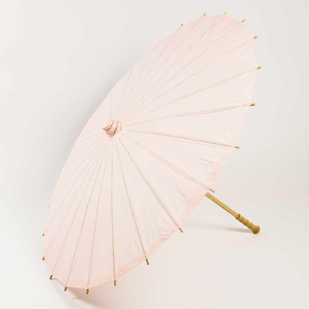 BULK PACK (10-Pack) 32&quot; Rose Quartz Paper Parasol Umbrella for Weddings and Parties with Elegant Handle