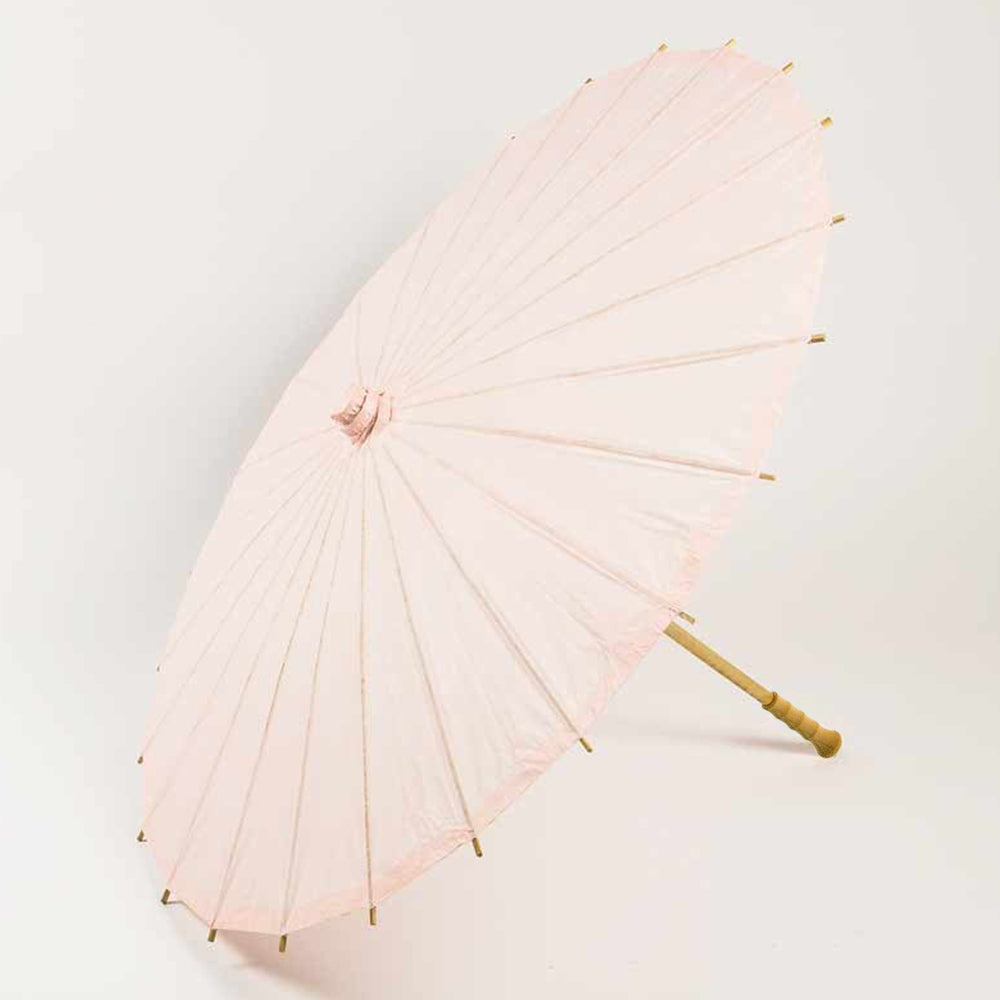 32&quot; Rose Quartz Paper Parasol Umbrella for Weddings and Parties with Elegant Handle