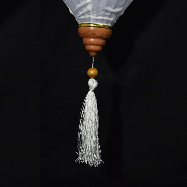 Large White Vietnamese Silk Lantern, Garlic Umbrella Shaped - PaperLanternStore.com - Paper Lanterns, Decor, Party Lights &amp; More