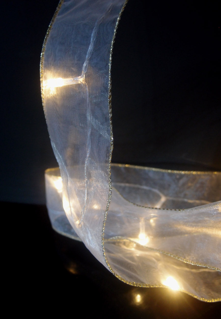 30 LED Warm White Organza Ribbon Light, 8.5 FT Battery Operated - PaperLanternStore.com - Paper Lanterns, Decor, Party Lights &amp; More
