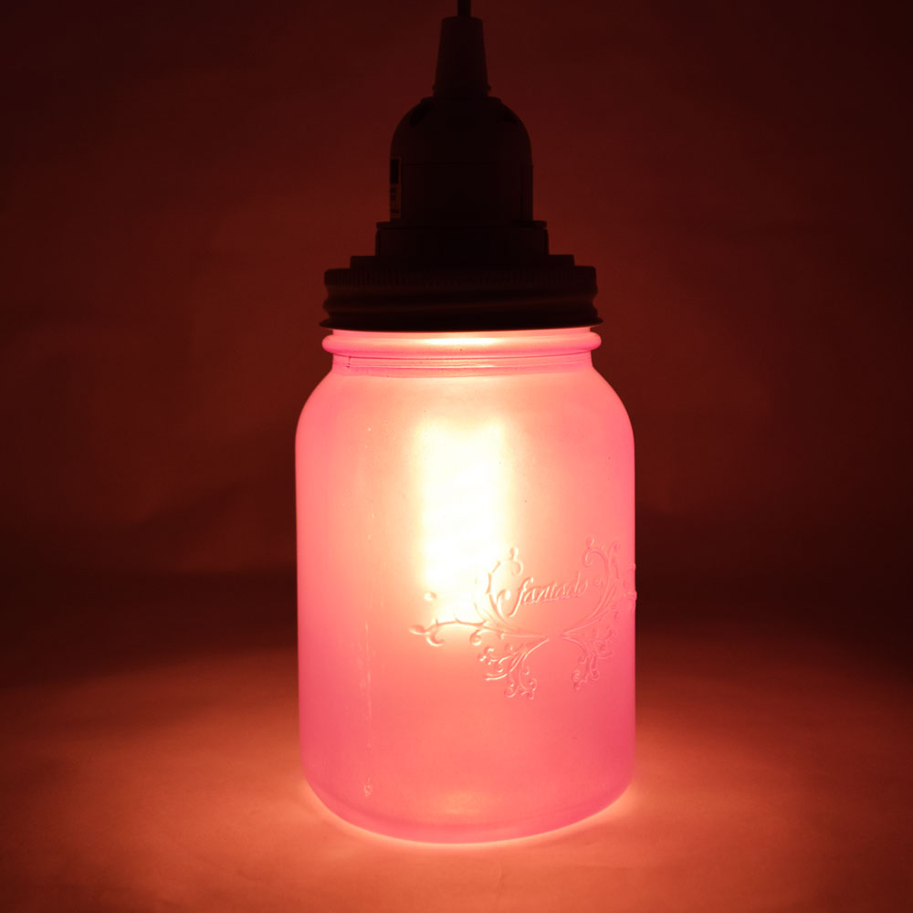 Fantado Frosted Lavender Mason Jar Pendant Light Kit, Wide Mouth, White Cord, 15FT - PaperLanternStore.com - Paper Lanterns, Decor, Party Lights & More