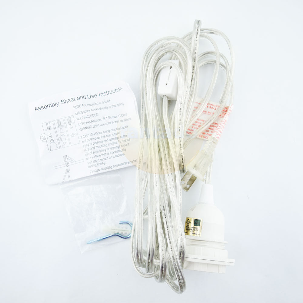 Fantado Frosted Lavender Mason Jar Pendant Light Kit, Wide Mouth, Clear Cord, 15FT - PaperLanternStore.com - Paper Lanterns, Decor, Party Lights &amp; More
