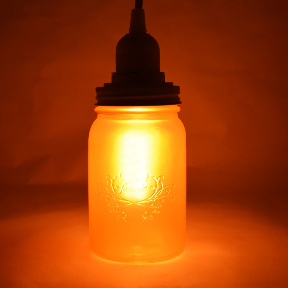 Fantado Frosted Yellow Gold Mason Jar Pendant Light Kit, Regular Mouth, White Cord, 15FT - PaperLanternStore.com - Paper Lanterns, Decor, Party Lights & More
