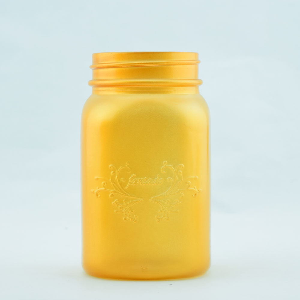Fantado Frosted Yellow Gold Mason Jar Pendant Light Kit, Regular Mouth, White Cord, 15FT - PaperLanternStore.com - Paper Lanterns, Decor, Party Lights &amp; More