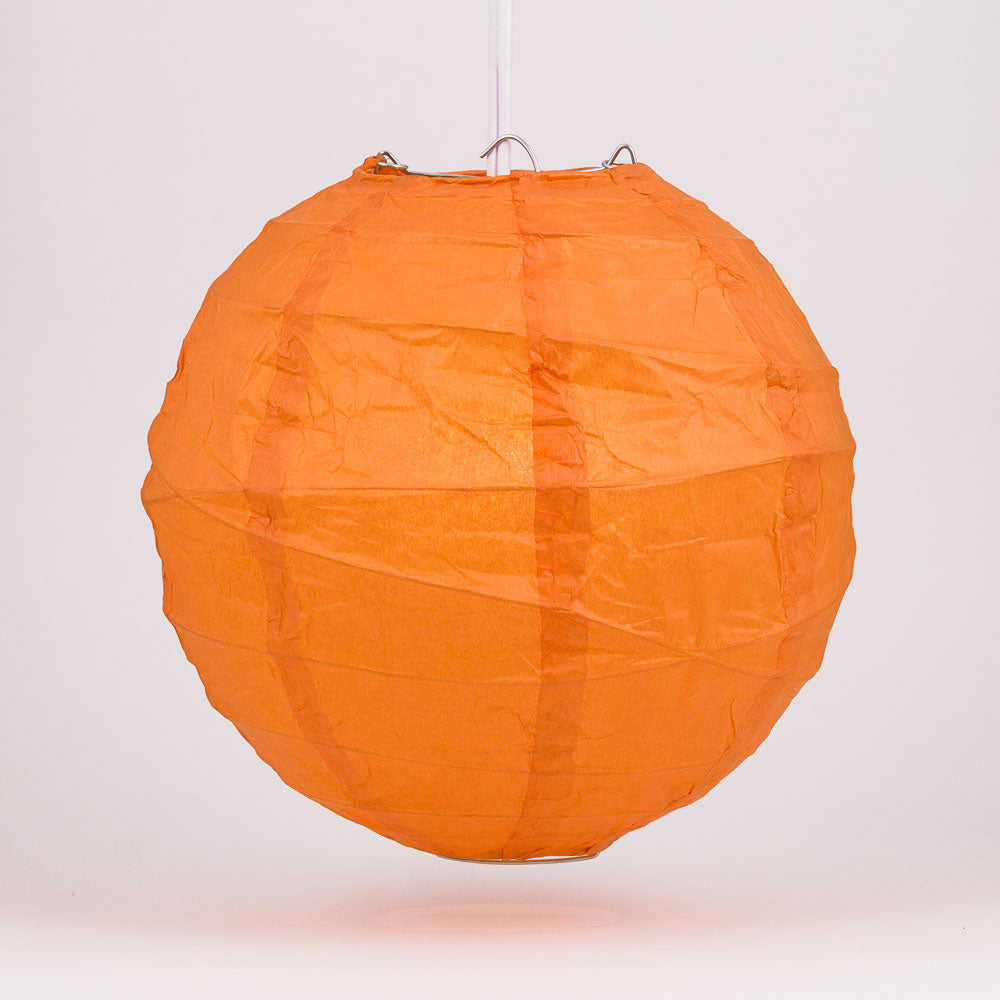 20&quot; Persimmon Orange Round Paper Lantern, Crisscross Ribbing, Chinese Hanging Wedding &amp; Party Decoration - PaperLanternStore.com - Paper Lanterns, Decor, Party Lights &amp; More