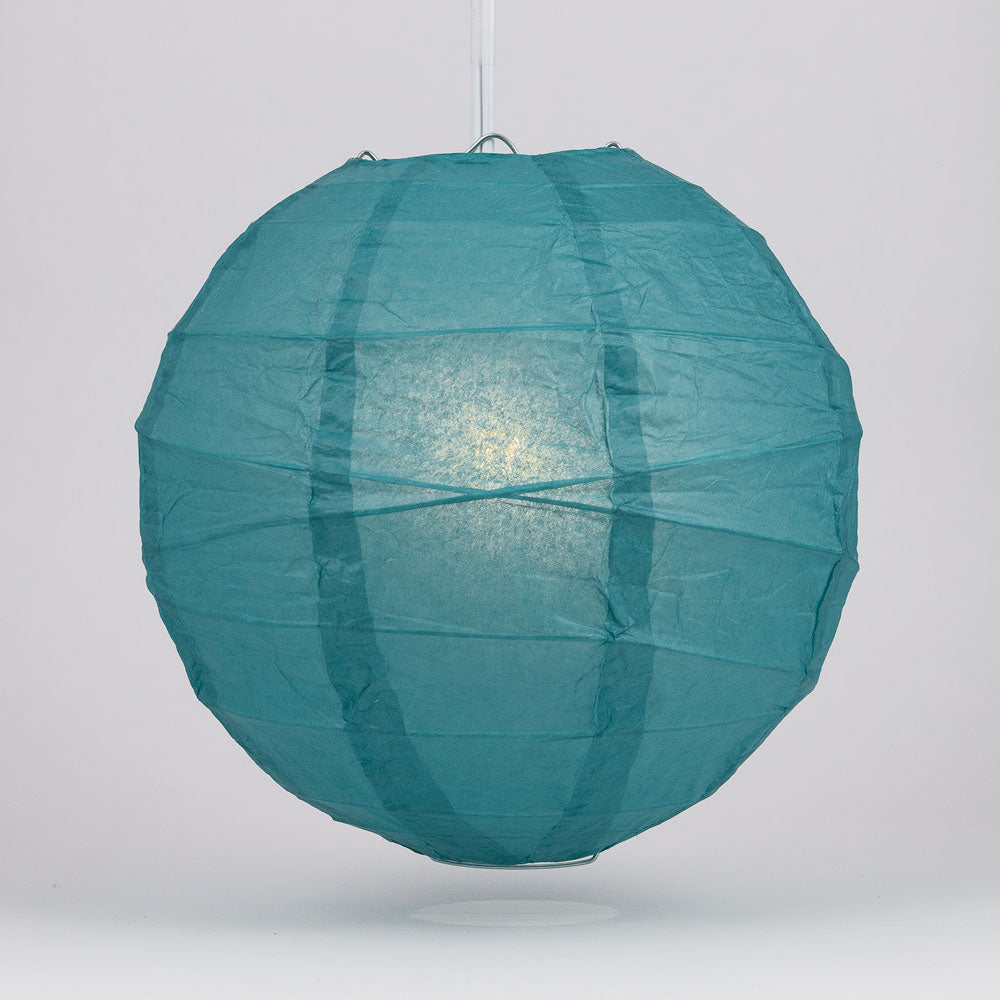 24&quot; Tahiti Teal Round Paper Lantern, Crisscross Ribbing, Chinese Hanging Wedding &amp; Party Decoration - PaperLanternStore.com - Paper Lanterns, Decor, Party Lights &amp; More