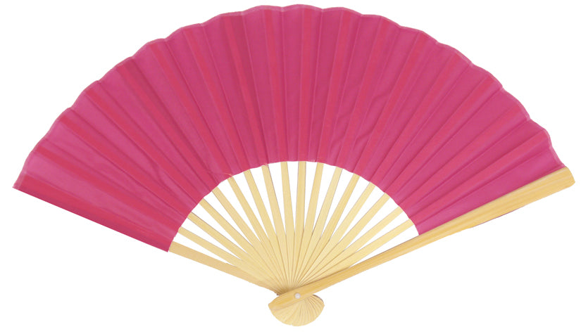 9&quot; Fuchsia / Hot Pink Silk Hand Fans for Weddings (10 Pack) - PaperLanternStore.com - Paper Lanterns, Decor, Party Lights &amp; More