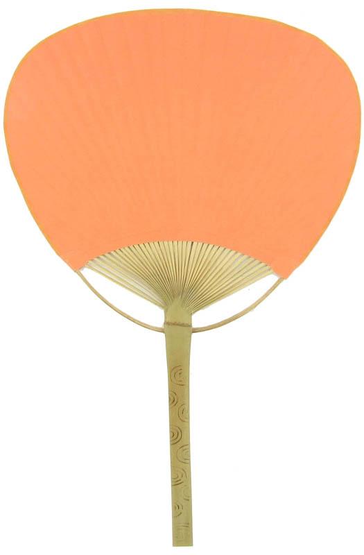 9&quot; Orange Paddle Paper Hand Fans for Weddings (10 Pack) - Luna Bazaar | Boho &amp; Vintage Style Decor