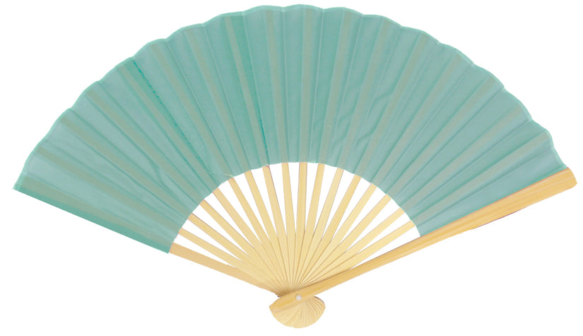 9&quot; Water Blue Silk Hand Fans for Weddings (10 Pack) - PaperLanternStore.com - Paper Lanterns, Decor, Party Lights &amp; More