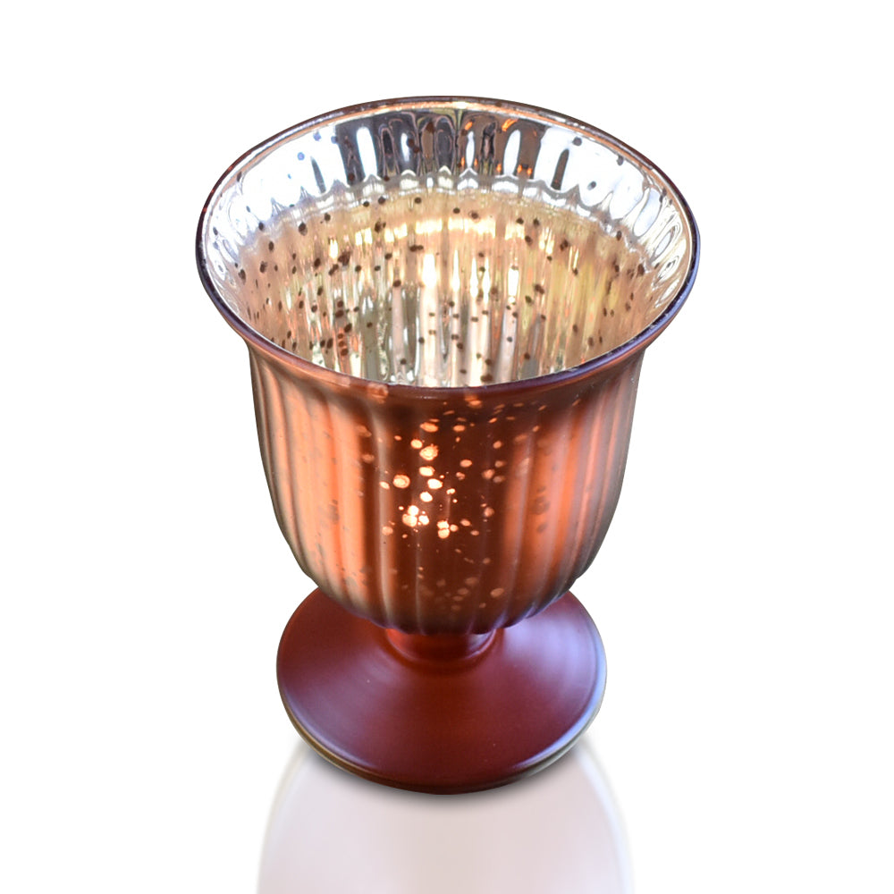 6 Pack | Vintage Mercury Glass Candle Holders (5-Inch, Emma Design, Fluted Urn, Rustic Copper Red) - Decorative Candle Holder - For Home Decor, Party Decorations, and Wedding Centerpieces - PaperLanternStore.com - Paper Lanterns, Decor, Party Lights &amp; More