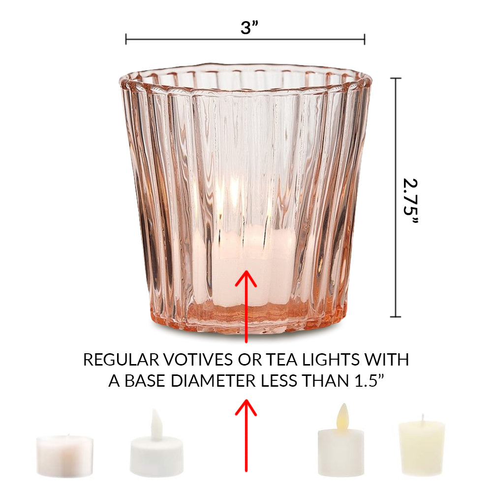 24 Pack | Vintage Mercury Glass Candle Holders (3-Inch, Caroline Design, Vertical Motif, Rustic Red Copper) - For use with Tea Lights - Home Decor, Parties and Wedding Decorations - PaperLanternStore.com - Paper Lanterns, Decor, Party Lights &amp; More