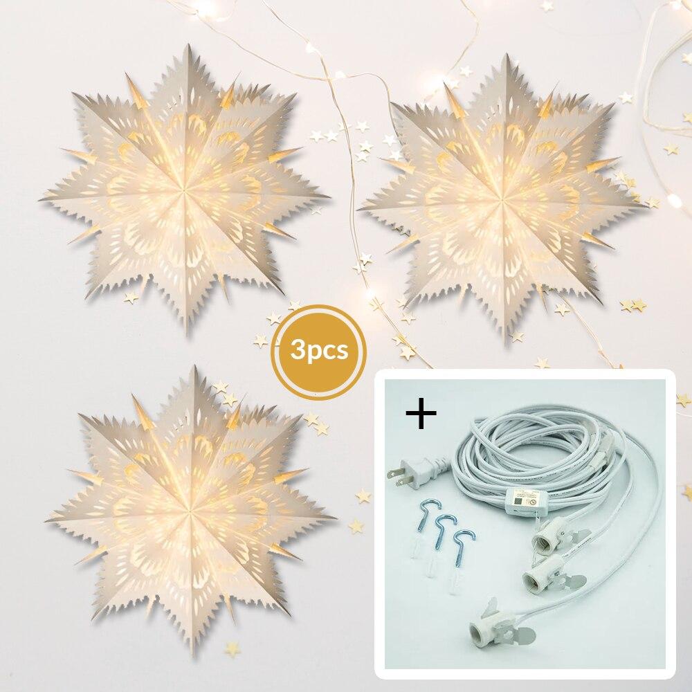 White Stella Pizzelle Designer Paper Star Lanterns and Lighting - PaperLanternStore.com - Paper Lanterns, Decor, Party Lights &amp; More