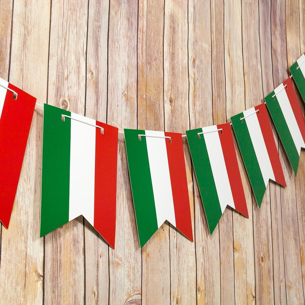 Italian Flag Italy Country Pattern Guidon Pennant Banner Garland (11FT) - PaperLanternStore.com - Paper Lanterns, Decor, Party Lights &amp; More