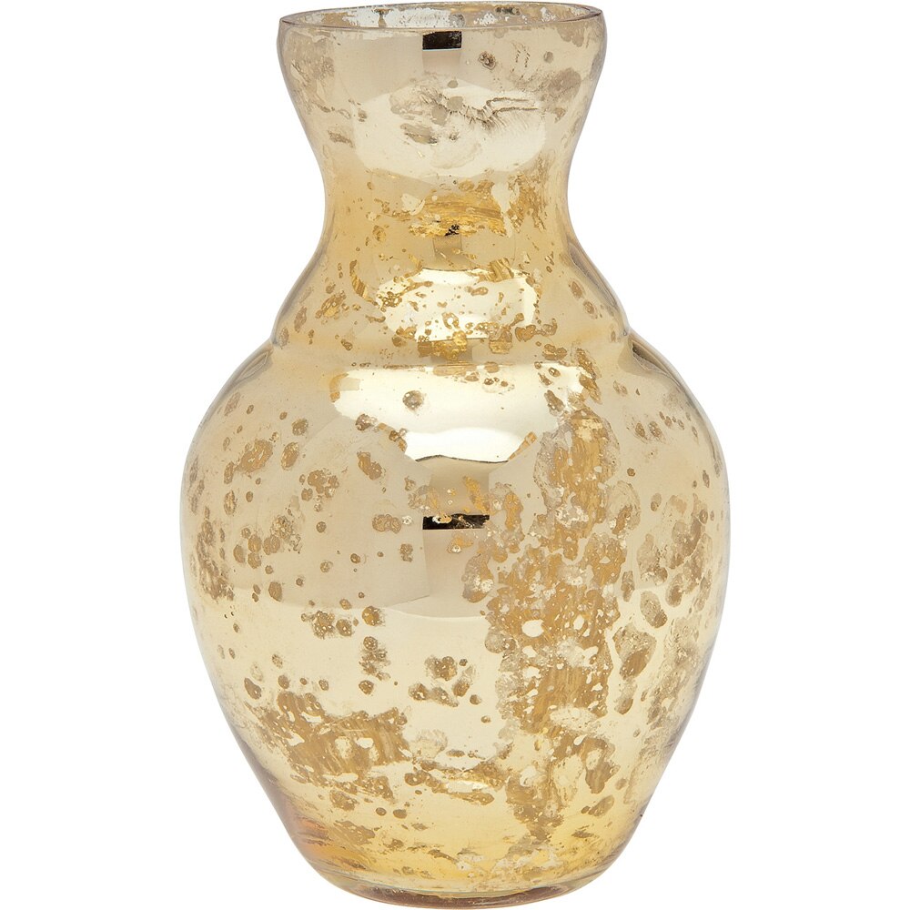 Vintage Mercury Glass Vase (5.5-Inch, Evelyn Classic Design, Gold) - Decorative Flower Vase - For Home Decor and Wedding Centerpieces - PaperLanternStore.com - Paper Lanterns, Decor, Party Lights &amp; More