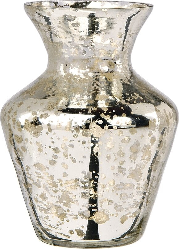 Vintage Mercury Glass Vase (4-Inch, Penelope Mini Urn Design, Silver) - Decorative Flower Vase - For Home Decor, Party Decorations, and Wedding Centerpieces - PaperLanternStore.com - Paper Lanterns, Decor, Party Lights & More