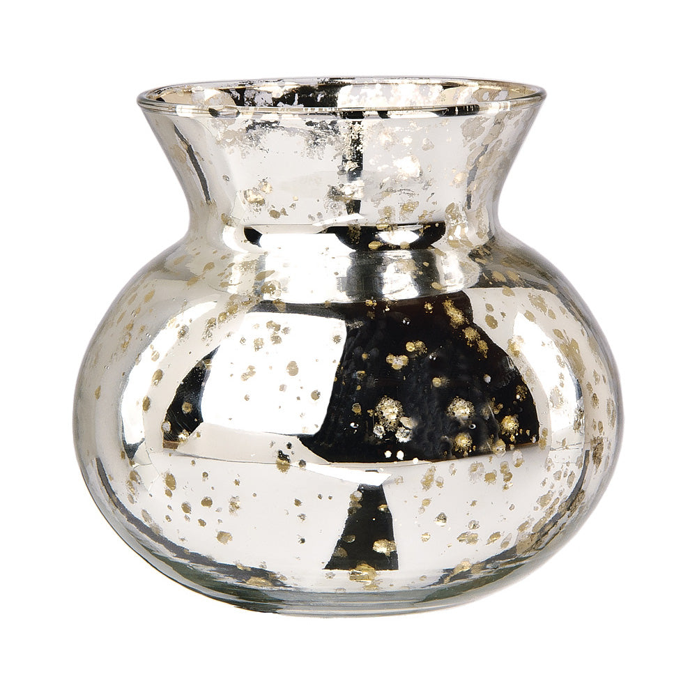 Vintage Mercury Glass Vase (4-Inch, Clara Pot Belly Design, Silver) - Decorative Flower Vase - For Home Decor, Party Decorations, and Wedding Centerpieces - PaperLanternStore.com - Paper Lanterns, Decor, Party Lights &amp; More