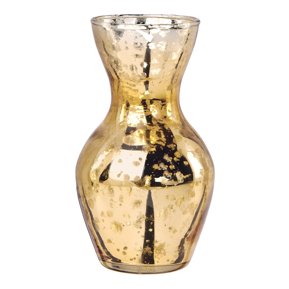 Mini Vintage Mercury Glass Vase (4.5-Inch, Adelaide Cone Top Design, Gold) - Decorative Flower Vase Home Decor, Party Decorations, Wedding Centerpiece - PaperLanternStore.com - Paper Lanterns, Decor, Party Lights &amp; More