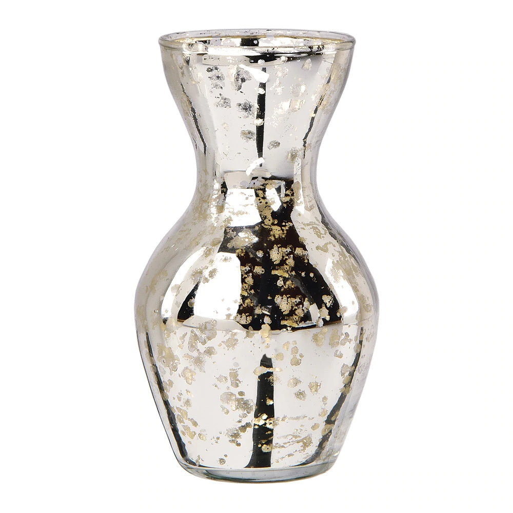 Mini Vintage Mercury Glass Vase (4.5-Inch, Adelaide Cone Top Design, Silver) - Decorative Flower Vase for Home Décor and Wedding Centerpieces - PaperLanternStore.com - Paper Lanterns, Decor, Party Lights &amp; More