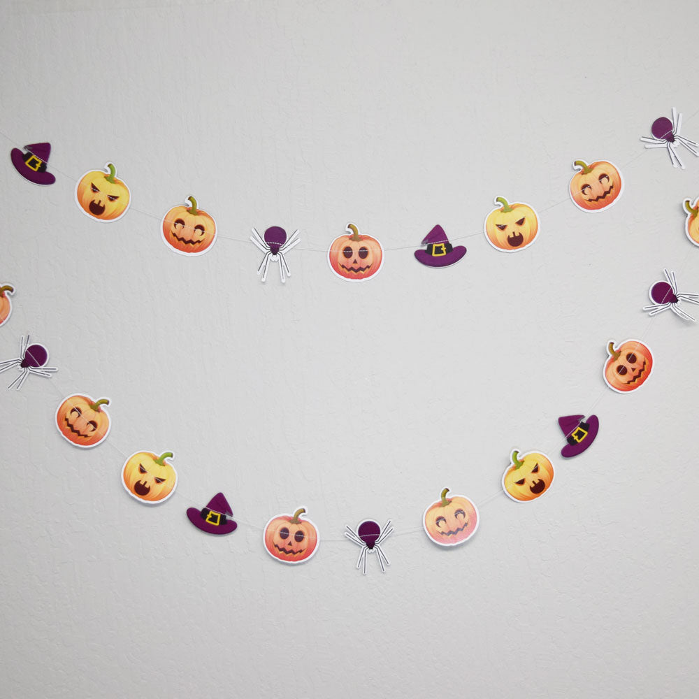 Halloween Jack-O-Lantern / Witch / Spider Paper Garland Banner (10FT) - PaperLanternStore.com - Paper Lanterns, Decor, Party Lights &amp; More