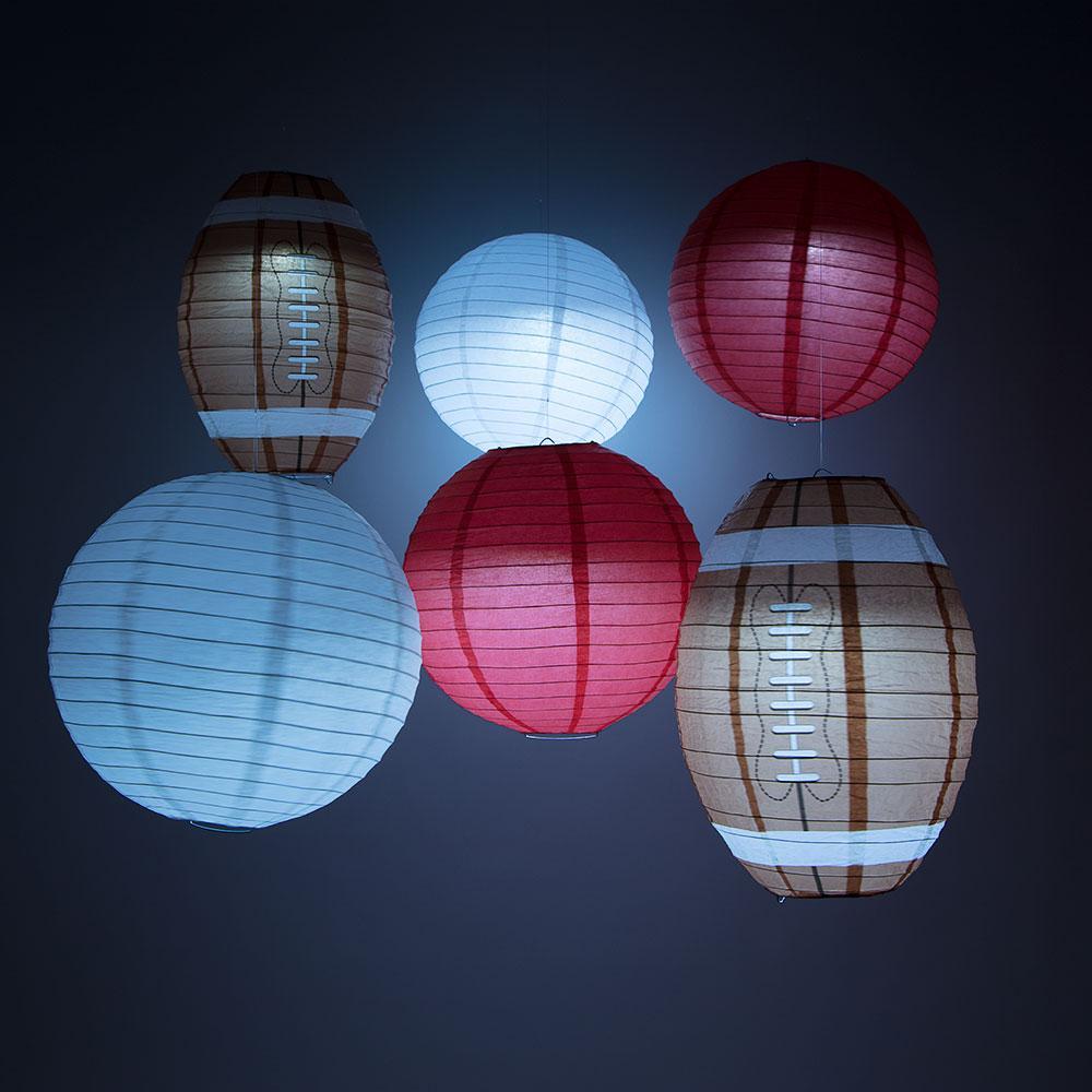 Kansas City Pro Football Paper Lanterns 6pc Combo Tailgating Party Pack (Red / White)  - by PaperLanternStore.com - Paper Lanterns, Decor, Party Lights &amp; More