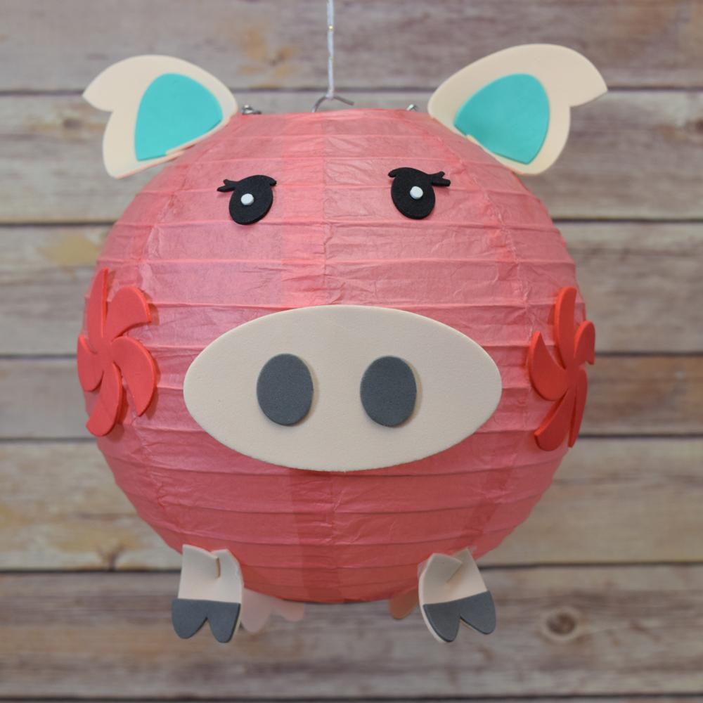 FACE ONLY - 8" Paper Lantern Animal Face DIY Kit - Pig (Kid Craft Project) - PaperLanternStore.com - Paper Lanterns, Decor, Party Lights & More