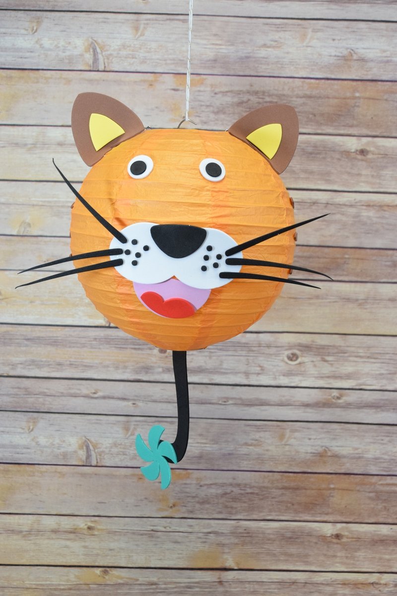 FACE ONLY - 8&quot; Paper Lantern Animal Face DIY Kit - Tiger (Kid Craft Project) - PaperLanternStore.com - Paper Lanterns, Decor, Party Lights &amp; More