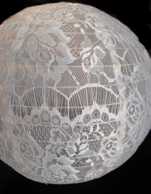 9&quot; Beige / Ivory Lace Fabric Bamboo Hand Fan for Weddings - PaperLanternStore.com - Paper Lanterns, Decor, Party Lights &amp; More