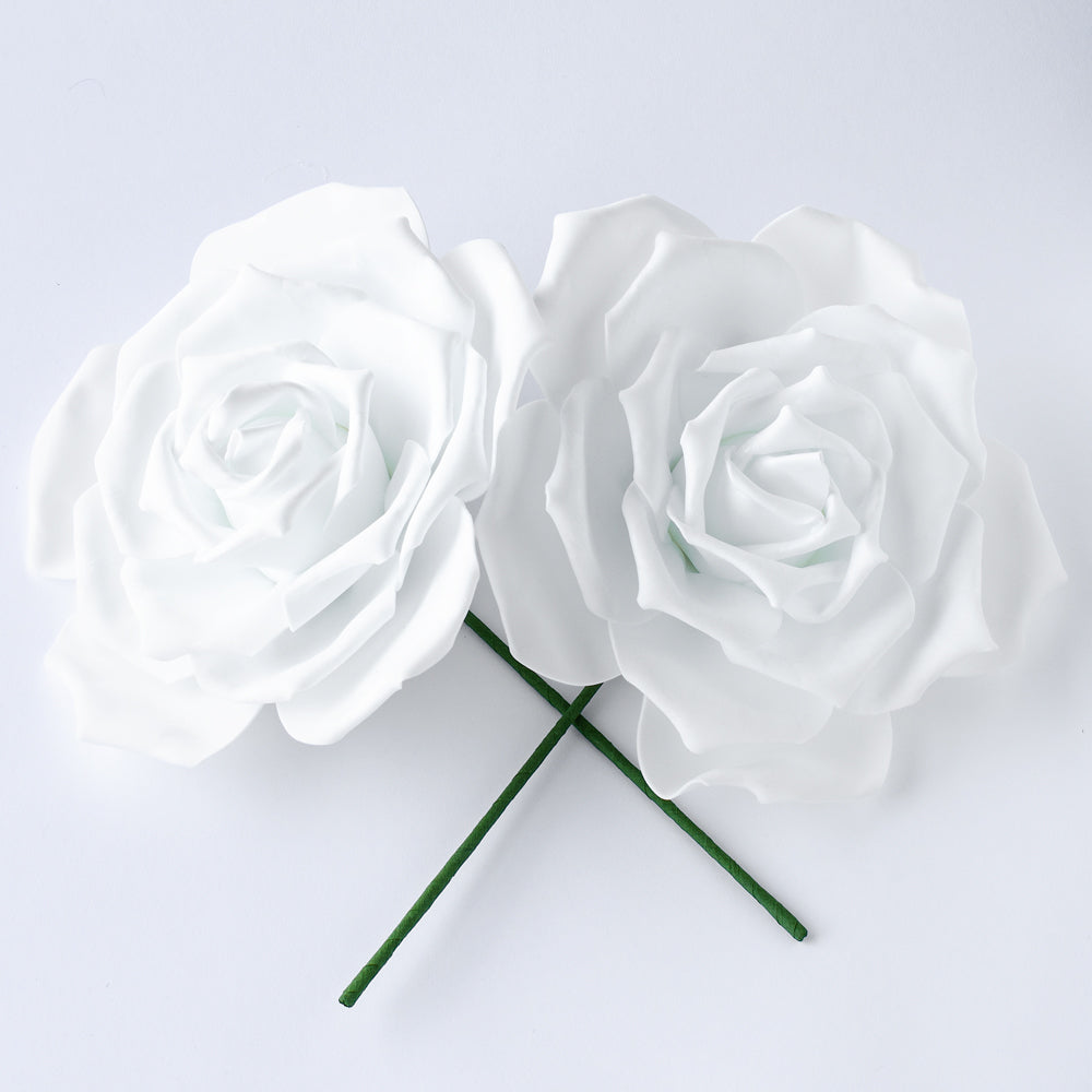 Large 12&quot; White Garden Rose Foam Flower Backdrop Wall Decor, 3D Premade (2-PACK)  for Weddings, Photo Shoots, Birthday Parties and more - PaperLanternStore.com - Paper Lanterns, Decor, Party Lights &amp; More