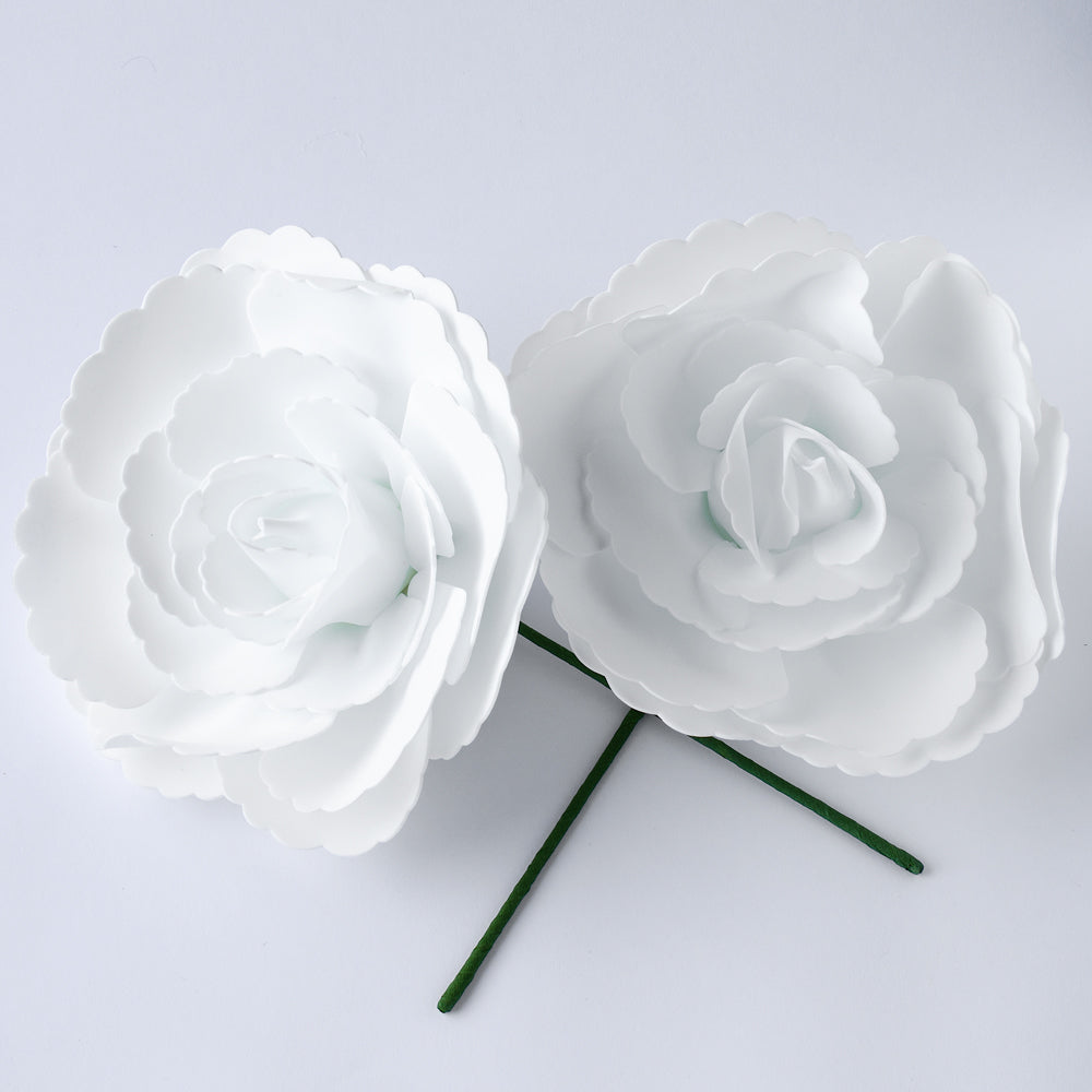 Large 12&quot; White Tea Rose Foam Flower Backdrop Wall Decor, 3D Premade (2-PACK)  for Weddings, Photo Shoots, Birthday Parties and more - PaperLanternStore.com - Paper Lanterns, Decor, Party Lights &amp; More