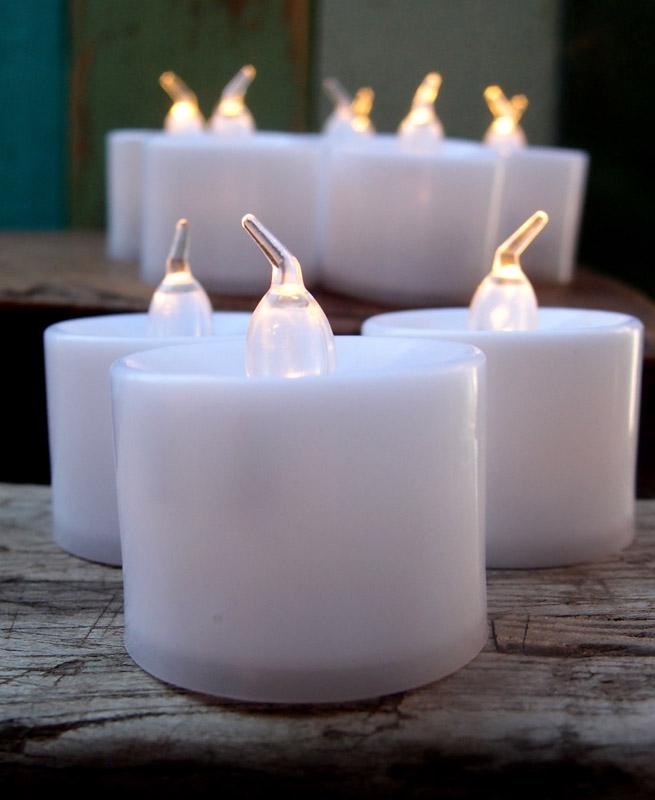 Large Warm White LED Battery Operated Flameless Candles (12 Pack)