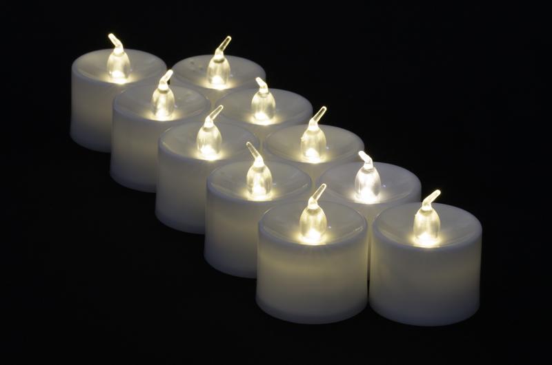 Large Warm White LED Battery Operated Flameless Candles (12 Pack)
