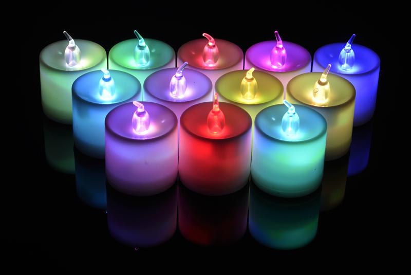 Large RGB (Color Changing) Flameless LED Battery Operated Candle (12 Pack)