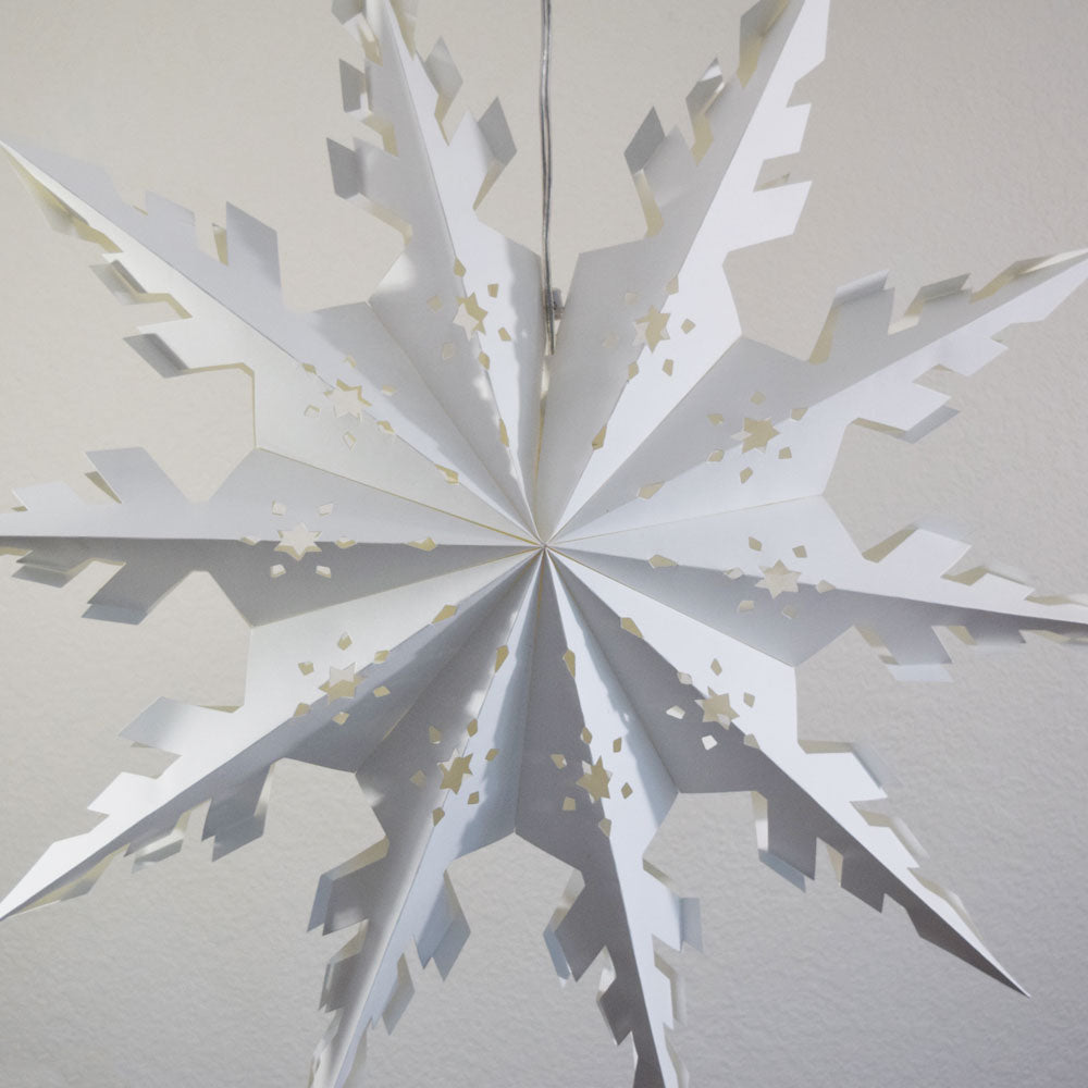 Pizzelle Paper Star Lantern (32-Inch, White, Winter Peppermint Snowflake Design) - Great With or Without Lights - Ideal for Holiday and Snowflake Decorations, Weddings, Parties, and Home Decor - PaperLanternStore.com - Paper Lanterns, Decor, Party Lights & More