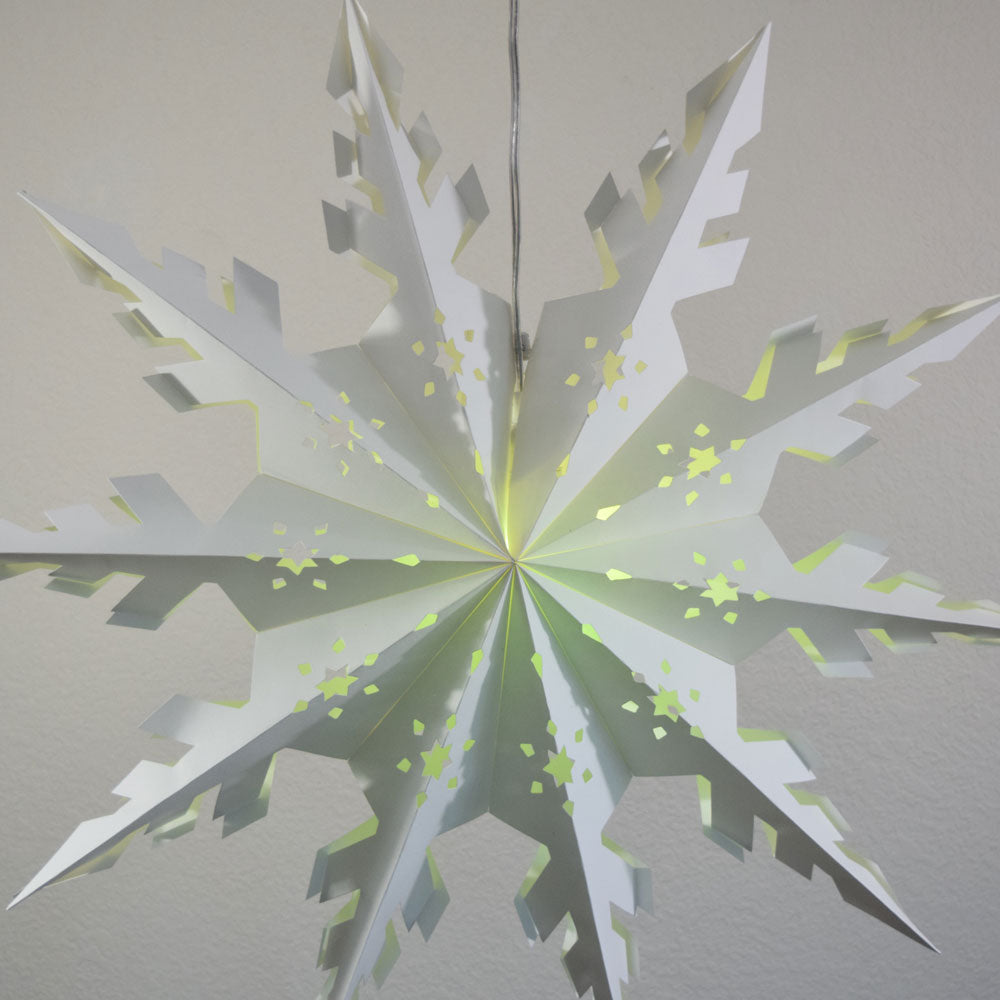 Pizzelle Paper Star Lantern (32-Inch, White, Winter Peppermint Snowflake Design) - Great With or Without Lights - Ideal for Holiday and Snowflake Decorations, Weddings, Parties, and Home Decor - PaperLanternStore.com - Paper Lanterns, Decor, Party Lights &amp; More