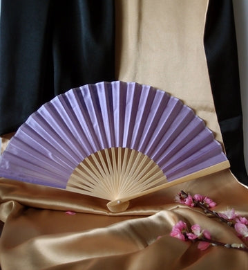 BULK PACK (50) 9" Lavender Silk Hand Fans for Weddings - PaperLanternStore.com - Paper Lanterns, Decor, Party Lights & More