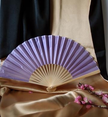 9" Lavender Silk Hand Fans for Weddings (10 Pack)